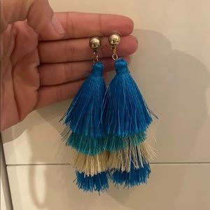 Shades of blue tassel earrings (NEVER WORN)